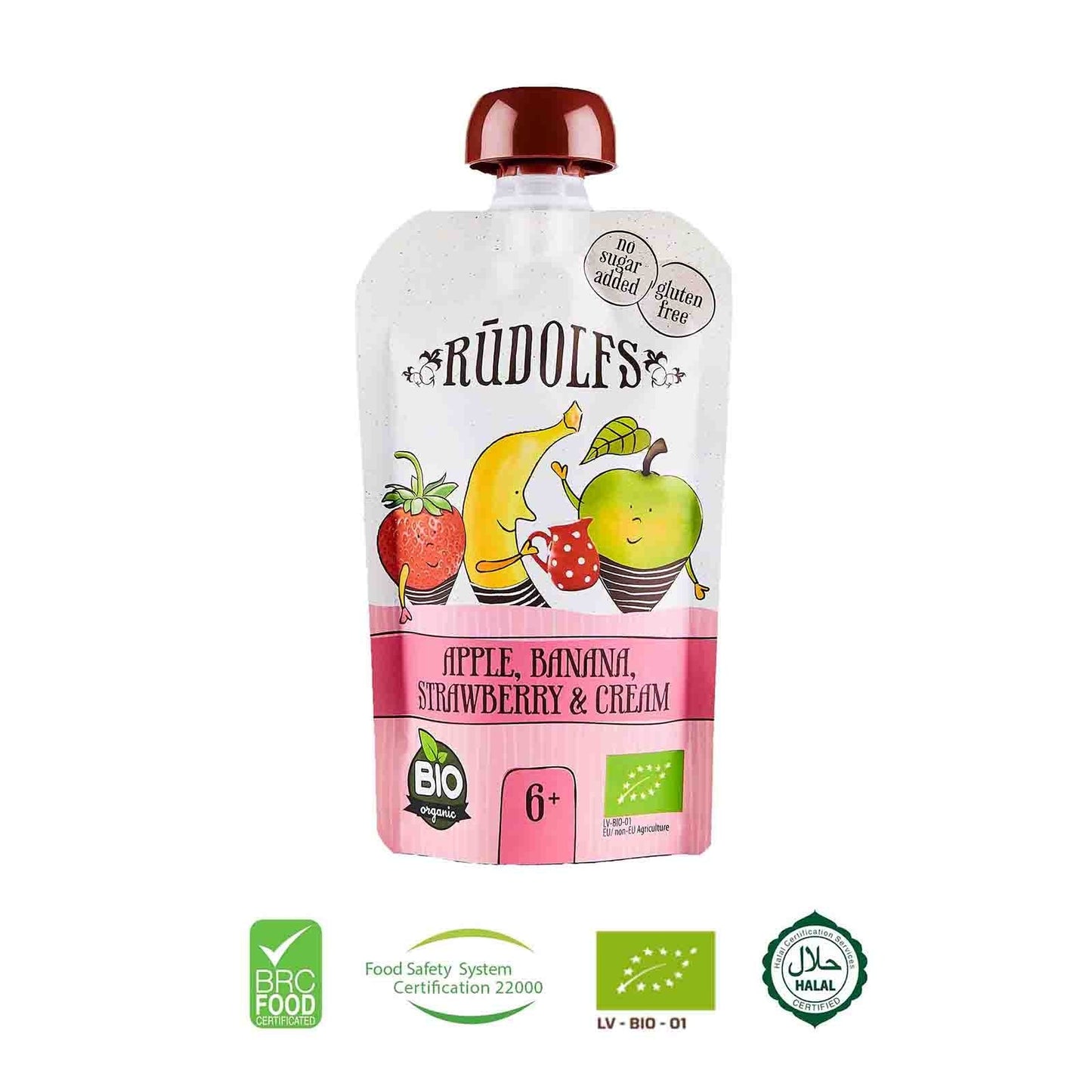 Rudolfs Organic Apple, Banana, Strawberry and Cream 6+ Months