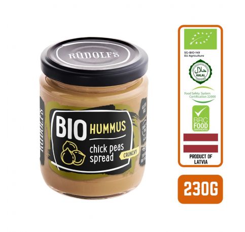 Rudolfs Organic Crunchy Hummus Vegetable Spread, 230g Carton (6 Bottles)