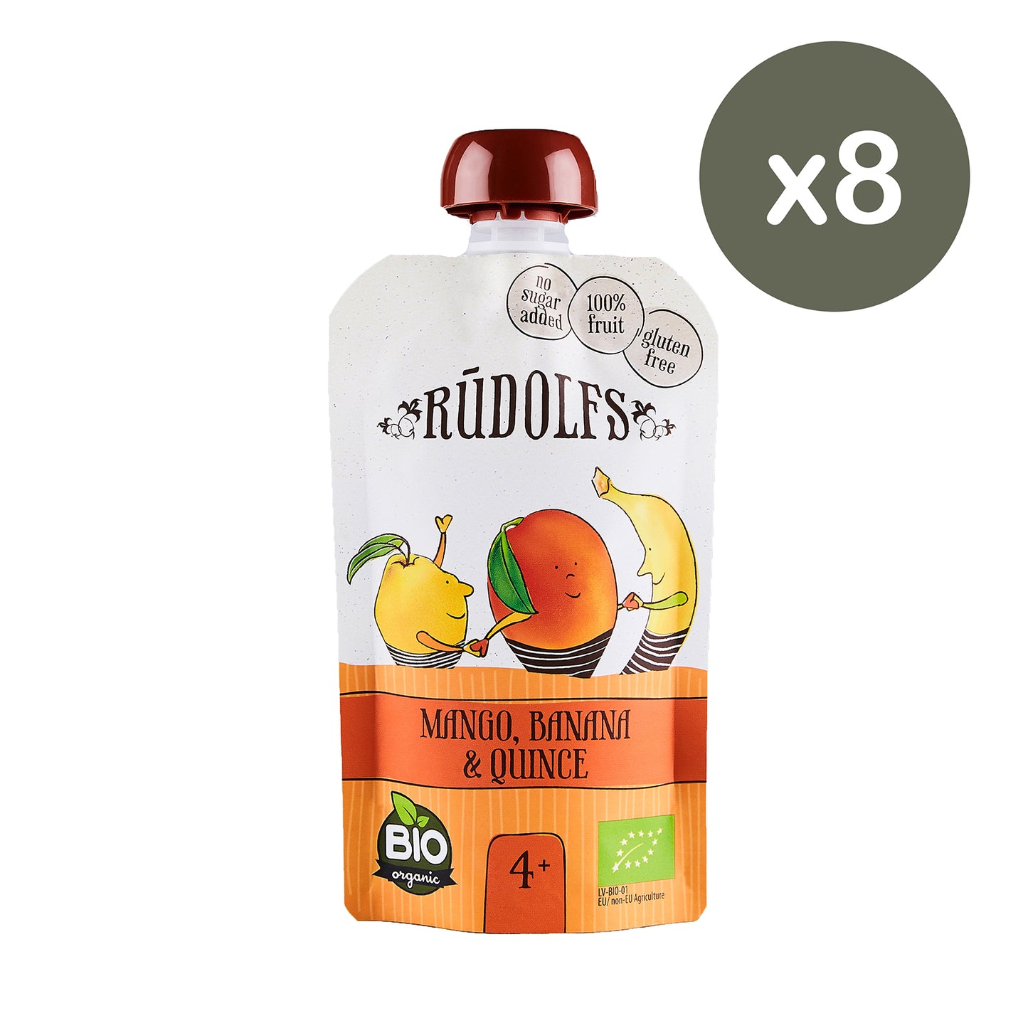 Rudolfs Organic Mango, Banana & Quince 4+ Months (8 pcs)