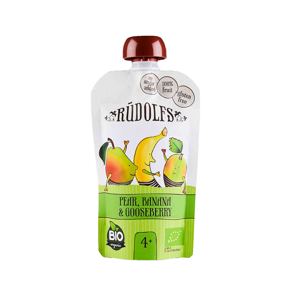 Rudolfs Organic Pear, Banana & Gooseberry 4+ Months