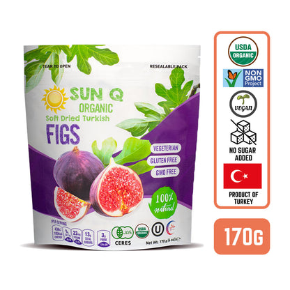 SunQ Organic Soft Dried Figs, 170g (6 Packets/Case)