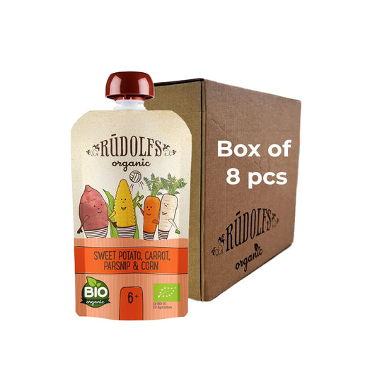 Rudolfs Baby Organic Sweet Potato, Carrot, Parsnip & Corn 6+ Months (8 pcs)