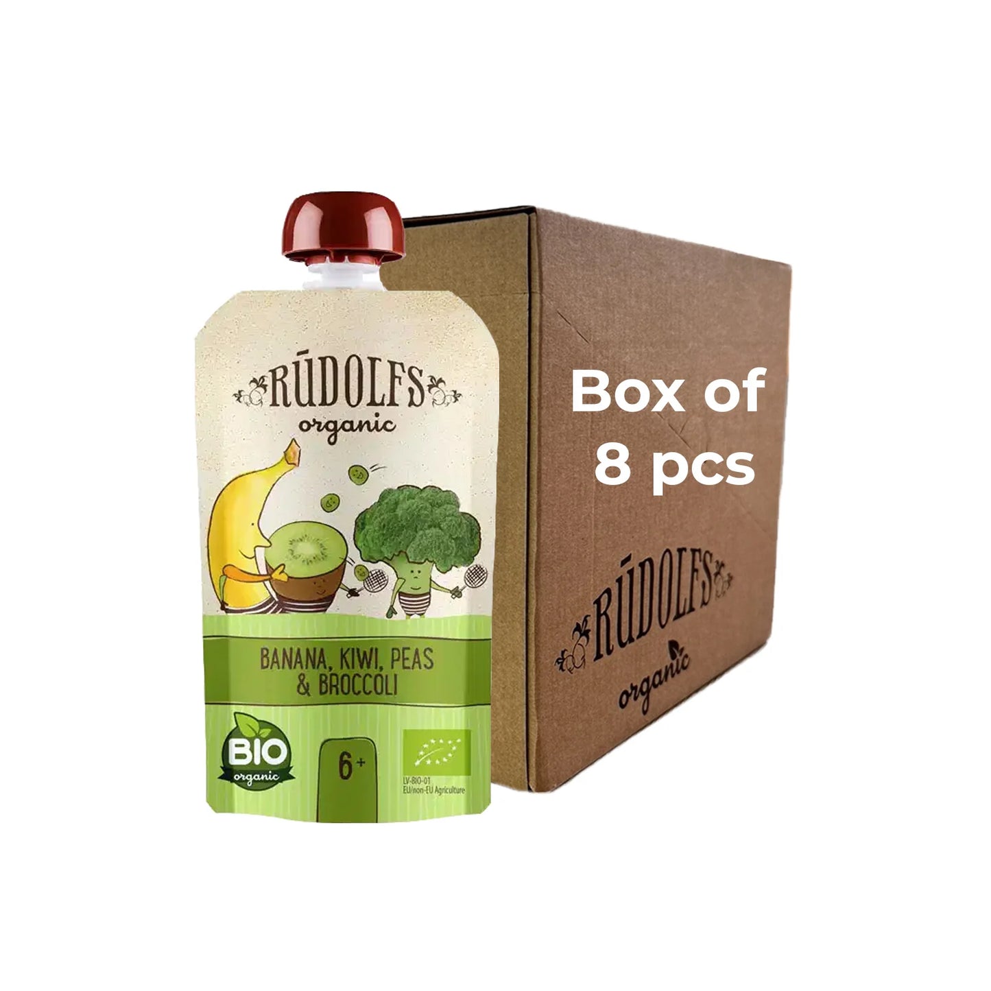 Rudolfs Baby Organic Banana, Kiwi, Peas & Broccoli 6+ Months (8 pcs)