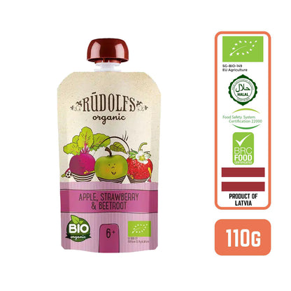 Rudolfs Baby Organic Apple, Strawberry & Beetroot 6+ Months (8 pcs)