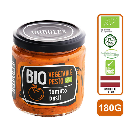 Rudolfs Organic Vegetable spread - Tomato & Basil (Gluten Free) 180g