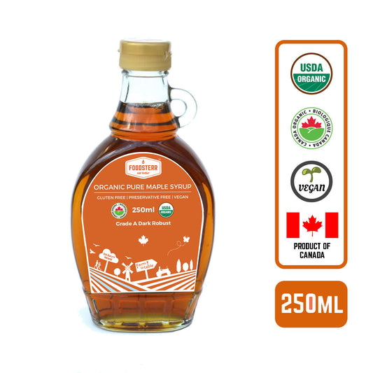 Foodsterr Organic Dark Robust Maple Syrup, 250ml Case (12 Btl)
