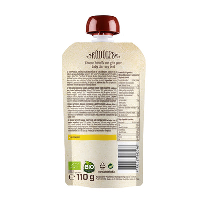 Rudolfs Baby Organic Apricot, Banana, Corn & Pumpkin 6+ Months