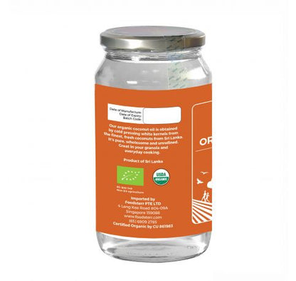 Foodsterr Organic Coconut Oil - Virgin Cold Pressed, 1L (12 Btl)