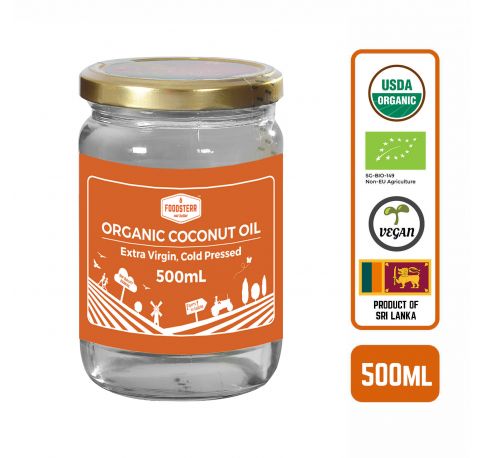 Foodsterr Organic Coconut Oil - Virgin Cold Pressed, 500ml (12 Btl)