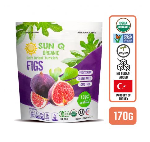 SunQ Organic Soft Dried Figs, 170g (6 Packets/Case)