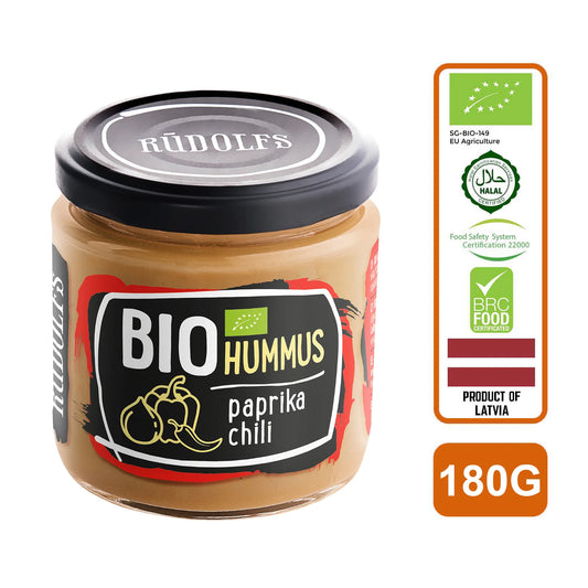 Rudolfs Organic Hummus with Paprika & Chili, 180g