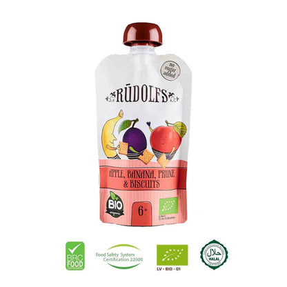 Rudolfs Organic Apple, Banana, Prune & Biscuits 6+ Months