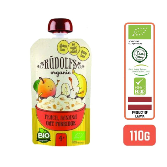 Rudolfs Baby Organic Peach Banana Oat Porridge 4+ Months
