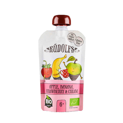 Rudolfs Organic Apple, Banana, Strawberry and Cream 6+ Months