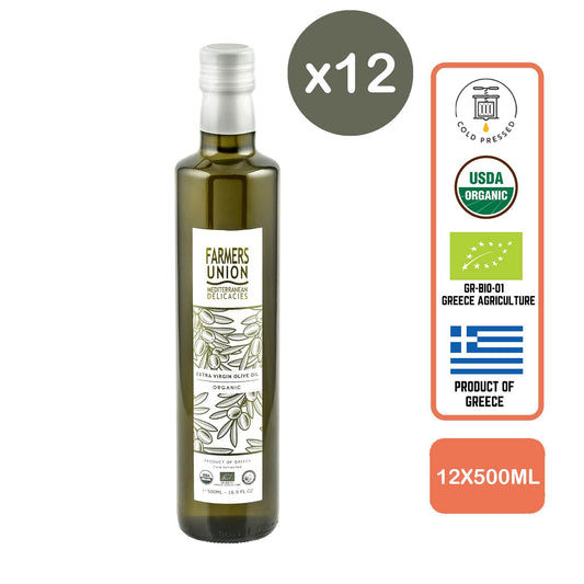 Farmers Union Organic Extra Virgin Olive Oil - Cold Pressed, 500ml (12pc/case)