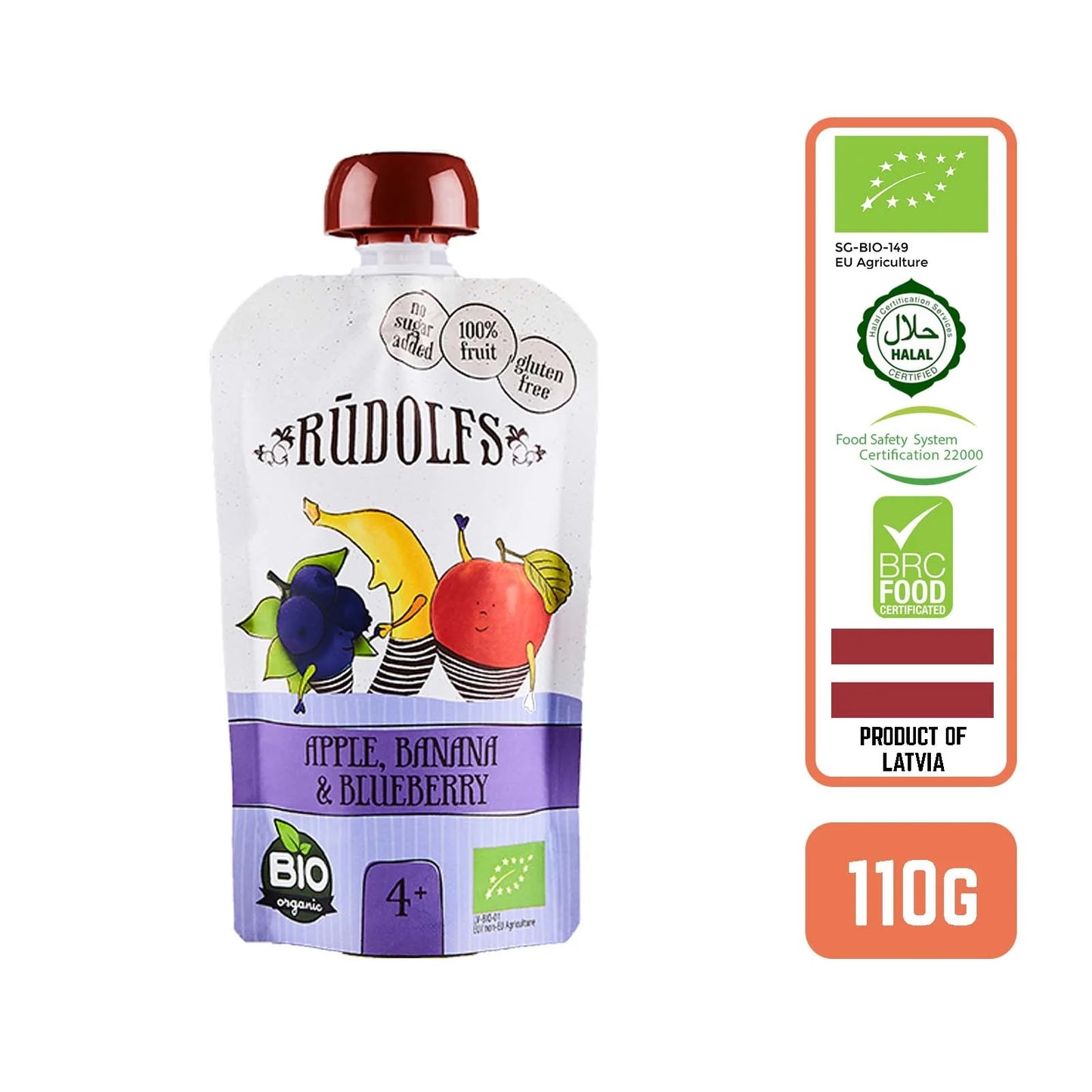 Rudolfs Organic Apple, Banana & Blueberry 4+ Months