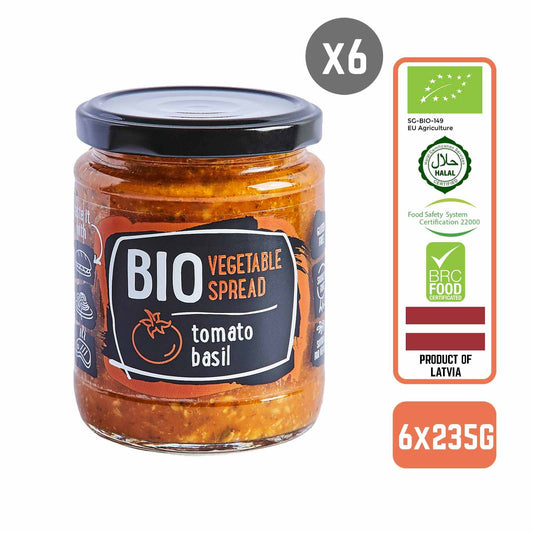 Rudolfs Organic Vegetable spread - Tomato & Basil (Gluten Free) Carton (6 Bottles)