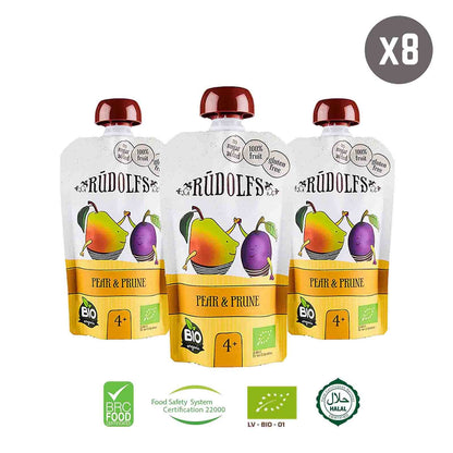 Rudolfs Organic Pear & Prune 4+ Months (8 pcs)