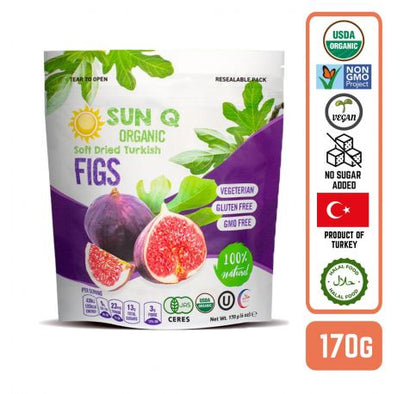 SunQ Organic Soft Dried Figs, 170g (6 Packets/Case)